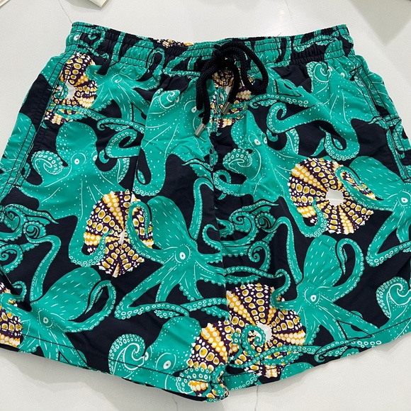 VILEBREQUIN Moorea Octopus Swim Trunks Bathing Suit Green Size L - Picture 1 of 8
